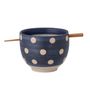 Bowls - Masami Bowl w/Chopsticks, Blue, Stoneware Set - BLOOMINGVILLE