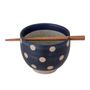 Bowls - Masami Bowl w/Chopsticks, Blue, Stoneware Set - BLOOMINGVILLE