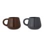 Mugs - Noela Mug, Brown, Stoneware Set of 2 - BLOOMINGVILLE