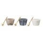 Couverts & ustensiles de cuisine - Rosamynthe Pot à sel avec cuillère, Blanc, Marbre Set of 3 - CREATIVE COLLECTION