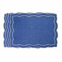 Table linen - Embroidered Placemats Blue Onde - 4 pieces - ROSEBERRY HOME