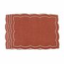 Table linen - Embroidered Placemats Rust Onde - 4 pieces - ROSEBERRY HOME