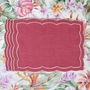 Linge de table textile - Brodé Sets de table Magenta Onde - 6 pièces - ROSEBERRY HOME