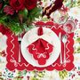 Table linen - Embroidered Placemats White Christmas Bows - ROSEBERRY HOME