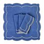 Linge de table textile - Brodé Serviette de tables Blue Onde - 4 pièces - ROSEBERRY HOME