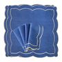 Napkins - Embroidered Napkins Blue Onde - 6 pieces - ROSEBERRY HOME