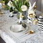 Linge de table textile - Brodé Serviette de tables Silver Onde - 4 pièces - ROSEBERRY HOME