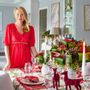 Table linen - Embroidered Napkins White Christmas Bows - 4 pieces - ROSEBERRY HOME