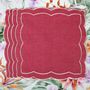 Table linen - Embroidered Napkins Magenta Onde - 4 pieces - ROSEBERRY HOME