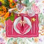 Table linen - Embroidered Napkins Magenta Onde - 4 pieces - ROSEBERRY HOME