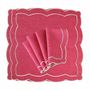 Table linen - Embroidered Napkins Magenta Onde - 6 pieces - ROSEBERRY HOME