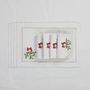 Table linen - Embroidered Placemats Candy Cane & Mistletoe Panama - 4 pieces - ROSEBERRY HOME