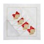 Table linen - Embroidered Napkins Jingle Bells Panama - 4 pieces - ROSEBERRY HOME