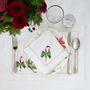 Table linen - Embroidered Napkins Candy Cane Panama - 4 pieces - ROSEBERRY HOME