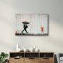 Autres décorations murales - Banksy Umbrella Man Rainbow Rain Girl Décoration murale en verre  110CMx70CM - ARTDESIGNA