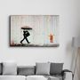 Autres décorations murales - Banksy Umbrella Man Rainbow Rain Girl Décoration murale en verre  110CMx70CM - ARTDESIGNA