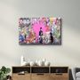 Autres décorations murales - Art mural en verre amour rose Banksy 110CMx70CM - ARTDESIGNA