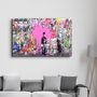 Autres décorations murales - Art mural en verre amour rose Banksy 110CMx70CM - ARTDESIGNA