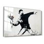Other wall decoration - Banksy - Rioter Throwing a Flower Bouquet | Glass Wall Art 110CMx70CM - ARTDESIGNA