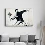Other wall decoration - Banksy - Rioter Throwing a Flower Bouquet | Glass Wall Art 110CMx70CM - ARTDESIGNA