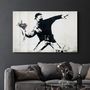 Other wall decoration - Banksy - Rioter Throwing a Flower Bouquet | Glass Wall Art 110CMx70CM - ARTDESIGNA