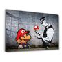 Other wall decoration - Banksy - Mario with a Policeman | Glass Wall Art  110CMx70CM - ARTDESIGNA