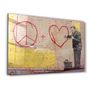 Other wall decoration - Banksy - Love and Peace | Glass Wall Art 110CMx70CM - ARTDESIGNA