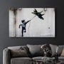 Other wall decoration - Banksy - fighter jet kite | Glass Wall Art 110CMx70CM - ARTDESIGNA