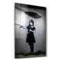 Autres décorations murales - Banksy - Fille avec un parapluie | Art mural en verre 110CMx70CM - ARTDESIGNA