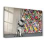 Other wall decoration - Banksy - Pull Back the Curtain | GLASS WALL ART  110CMx70CM - ARTDESIGNA