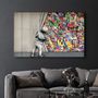 Other wall decoration - Banksy - Pull Back the Curtain | GLASS WALL ART  110CMx70CM - ARTDESIGNA