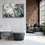 Autres décorations murales - Art mural en verre Marbre bleu gris avec poussière dorée 110CMx70CM - ARTDESIGNA