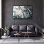 Autres décorations murales - Art mural en verre Marbre bleu gris avec poussière dorée 110CMx70CM - ARTDESIGNA