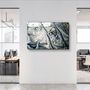 Autres décorations murales - Art mural en verre Marbre bleu gris avec poussière dorée 110CMx70CM - ARTDESIGNA