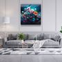 Autres décorations murales - Peinture à l'huile Fleurs 1 Collection de designers Art mural en verre 80CMX80CM - ARTDESIGNA