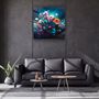 Autres décorations murales - Peinture à l'huile Fleurs 1 Collection de designers Art mural en verre 80CMX80CM - ARTDESIGNA