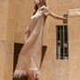Apparel - MULTICOLOR ELORA SILK DRESS WITH PINK FEATHERS - HYA CONCEPT STORE