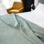 Throw blankets - Organic Cotton Knitted Throw Blanket. Dark Blue|Beige|Gray|Green - SOWL