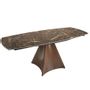 Dining Tables - Oval Barrel porcelain marble and walnut effect steel dining table - ANGEL CERDÁ