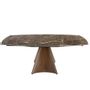 Dining Tables - Oval Barrel porcelain marble and walnut effect steel dining table - ANGEL CERDÁ