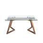 Dining Tables - Rectangular tempered glass and walnut extending dining table - ANGEL CERDÁ