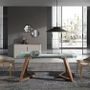 Dining Tables - Rectangular tempered glass and walnut extending dining table - ANGEL CERDÁ