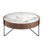 Coffee tables - Round coffee table in porcelain marble, walnut and black steel - ANGEL CERDÁ