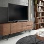 TV stands - Walnut and black steel TV stand - ANGEL CERDÁ