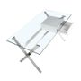 Desks - White wood and chrome-plated steel desk with tempered glass top - ANGEL CERDÁ