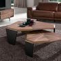 Coffee tables - Asymmetrical coffee table in walnut and black pvc - ANGEL CERDÁ
