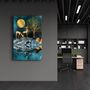Autres décorations murales - Abstract Deer & Birds V2 | Glass Wall Art - ARTDESIGNA