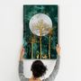 Other wall decoration - Abstract Deer & Birds V3 | Glass Wall Art - ARTDESIGNA