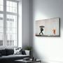 Autres décorations murales - Banksy Umbrella Man Rainbow Rain Girl Glass Wall Art - ARTDESIGNA