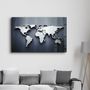 Autres décorations murales - Metallic Blue World Map | Glass Wall Art - ARTDESIGNA